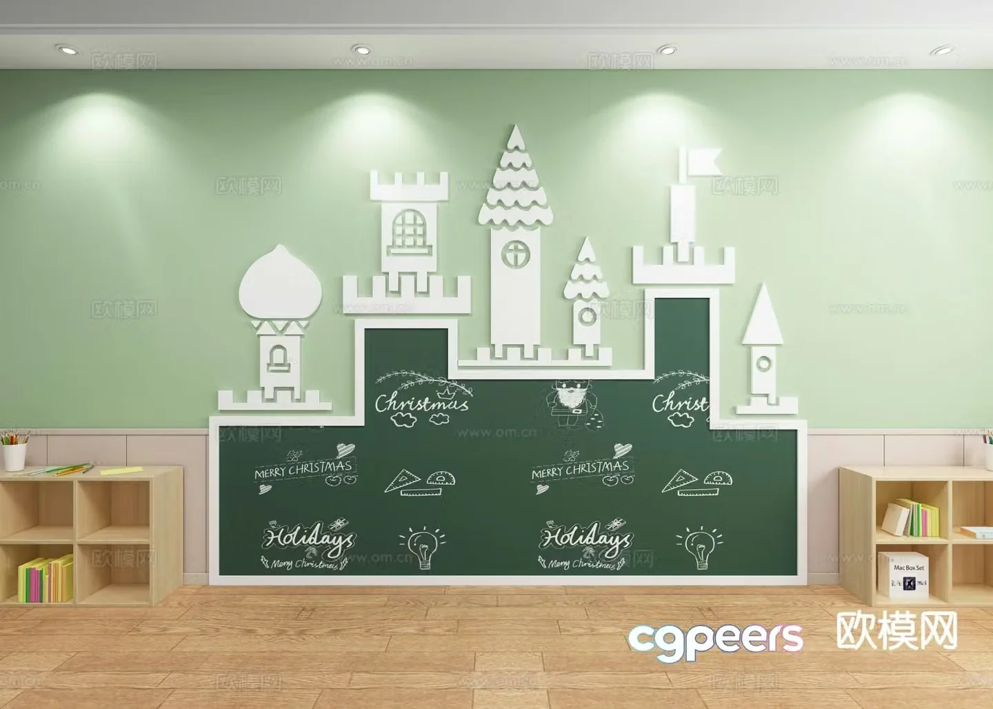 Children’s blackboard chalk drawing 3d model