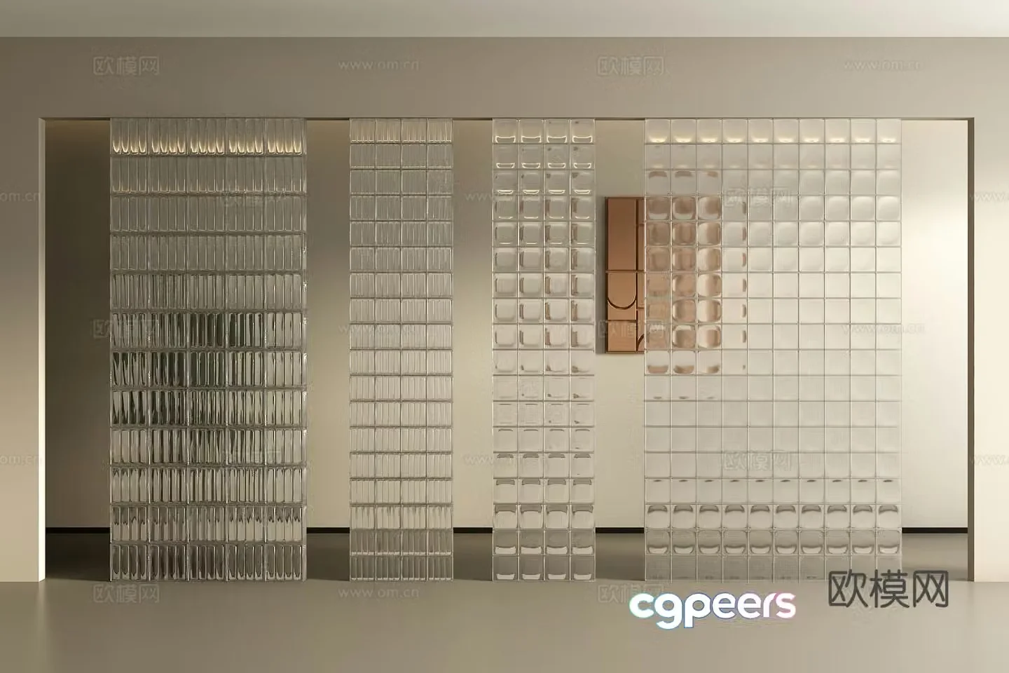 Modern glass brick partition 3d model