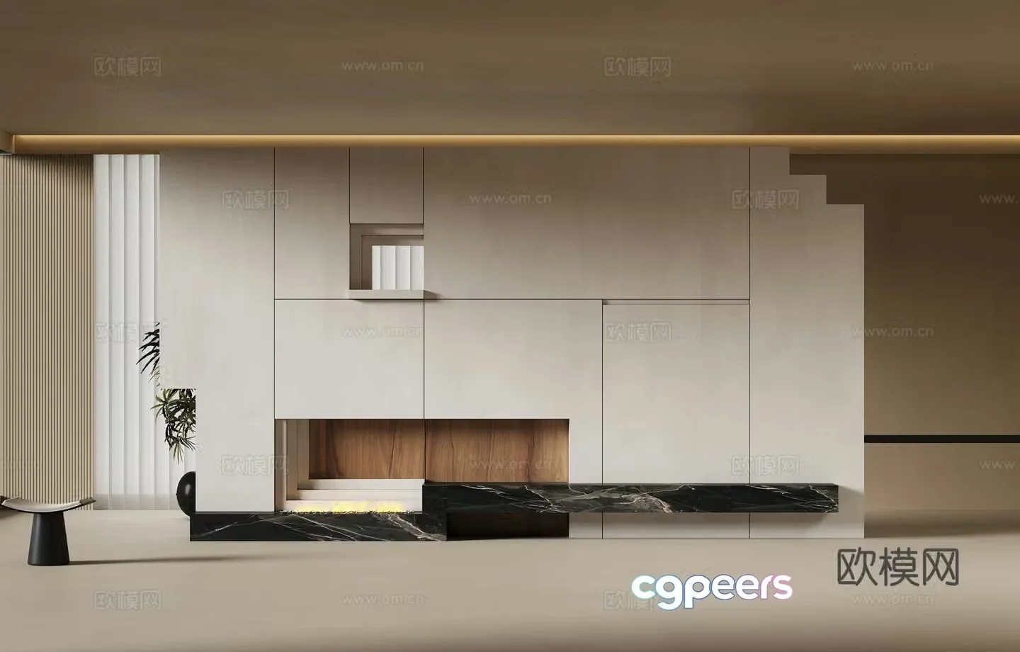 Modern stone background wall micro cement molding wall 3d model