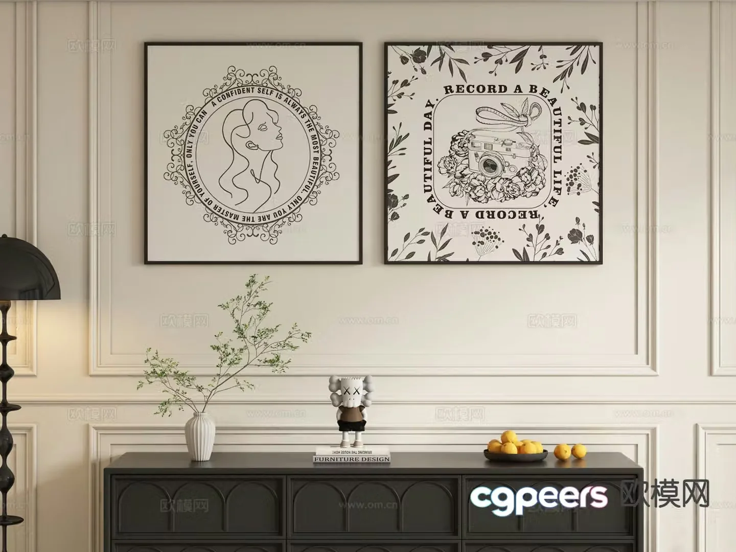 Modern hand painting decorative painting hanging painting 3D model