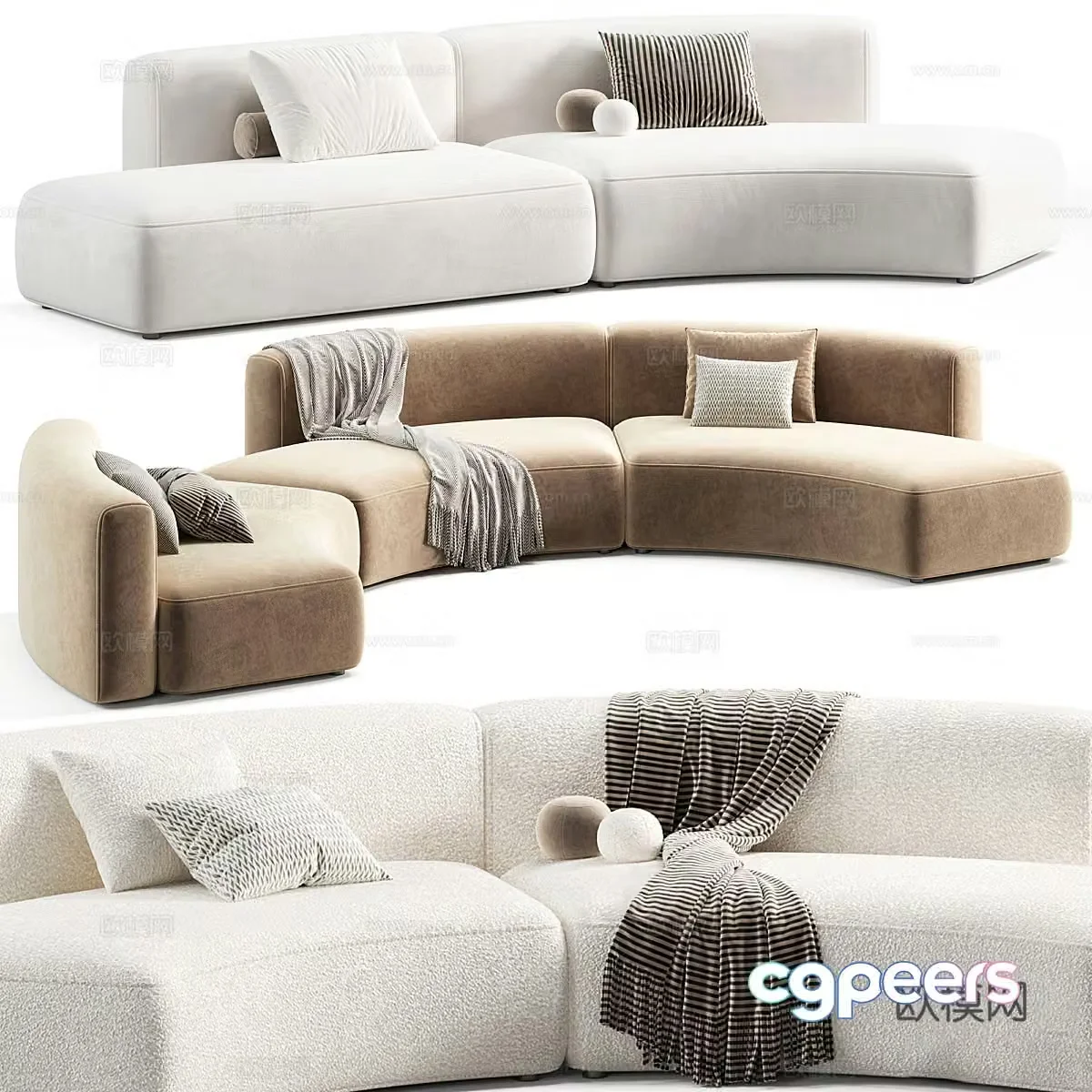 Modern Italian light luxury modular sofa 3D model