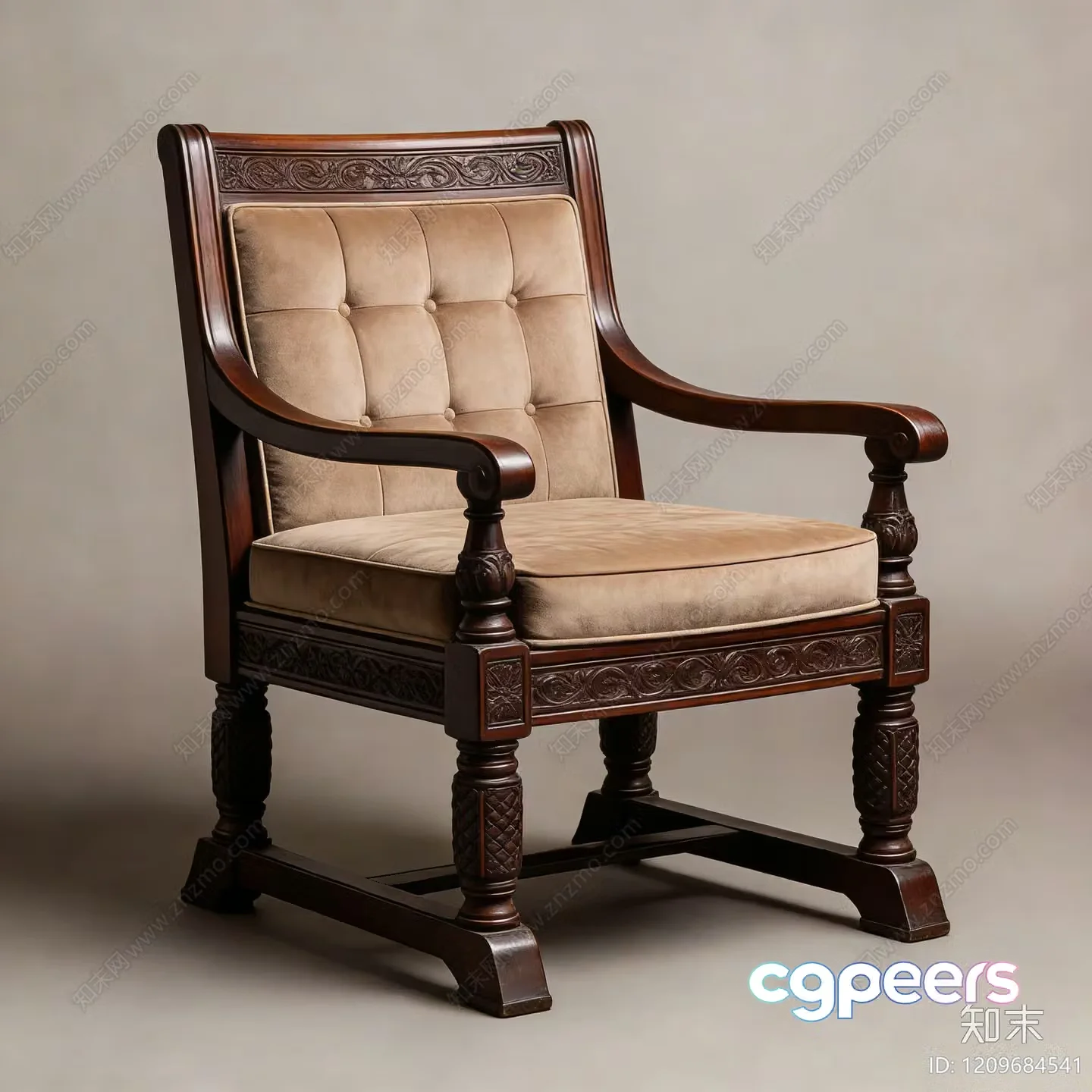 Wooden Armchair 3D Model – 6171 – VRAY Render