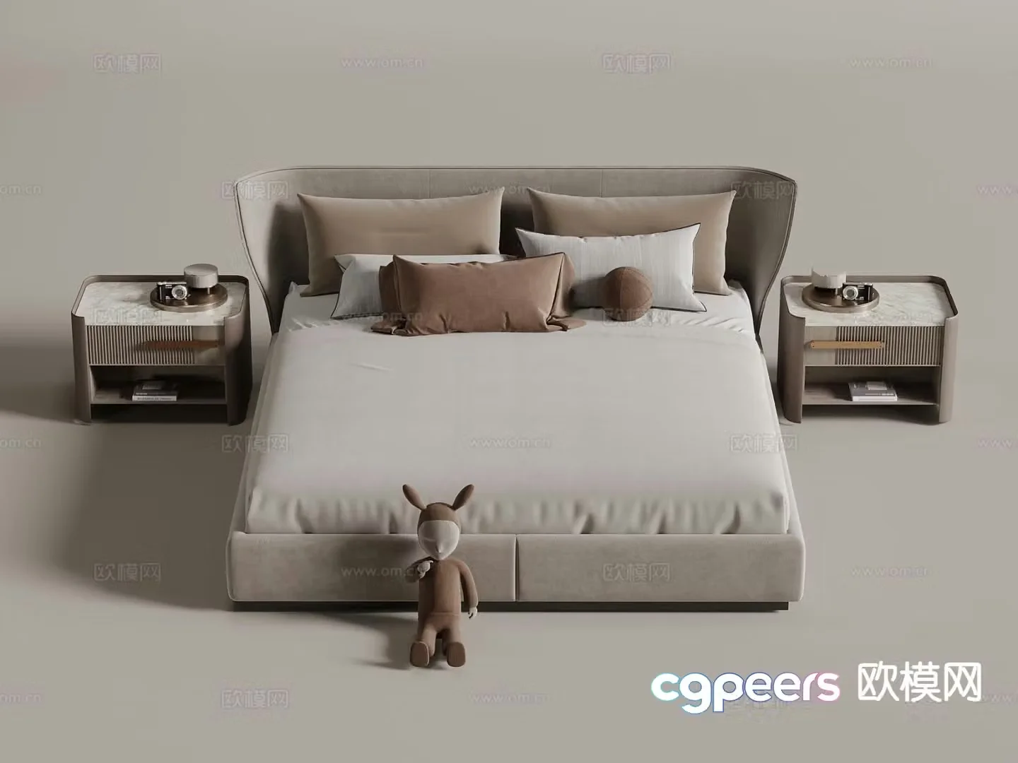 Italian double bed 3d model