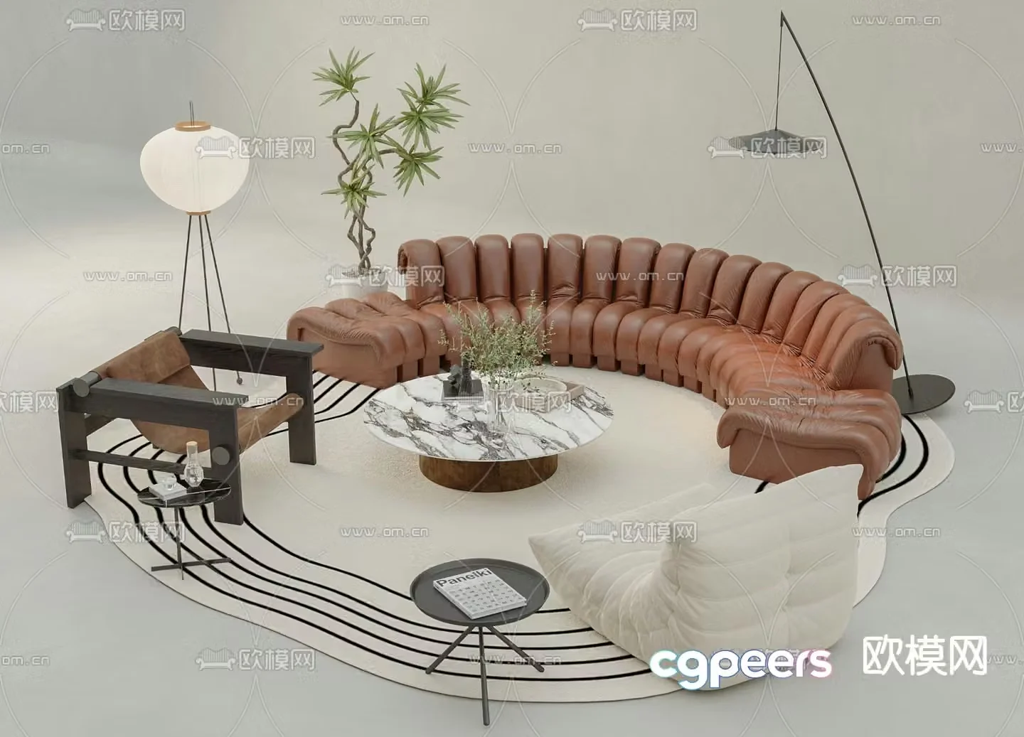 Medieval style modular sofa 3D model