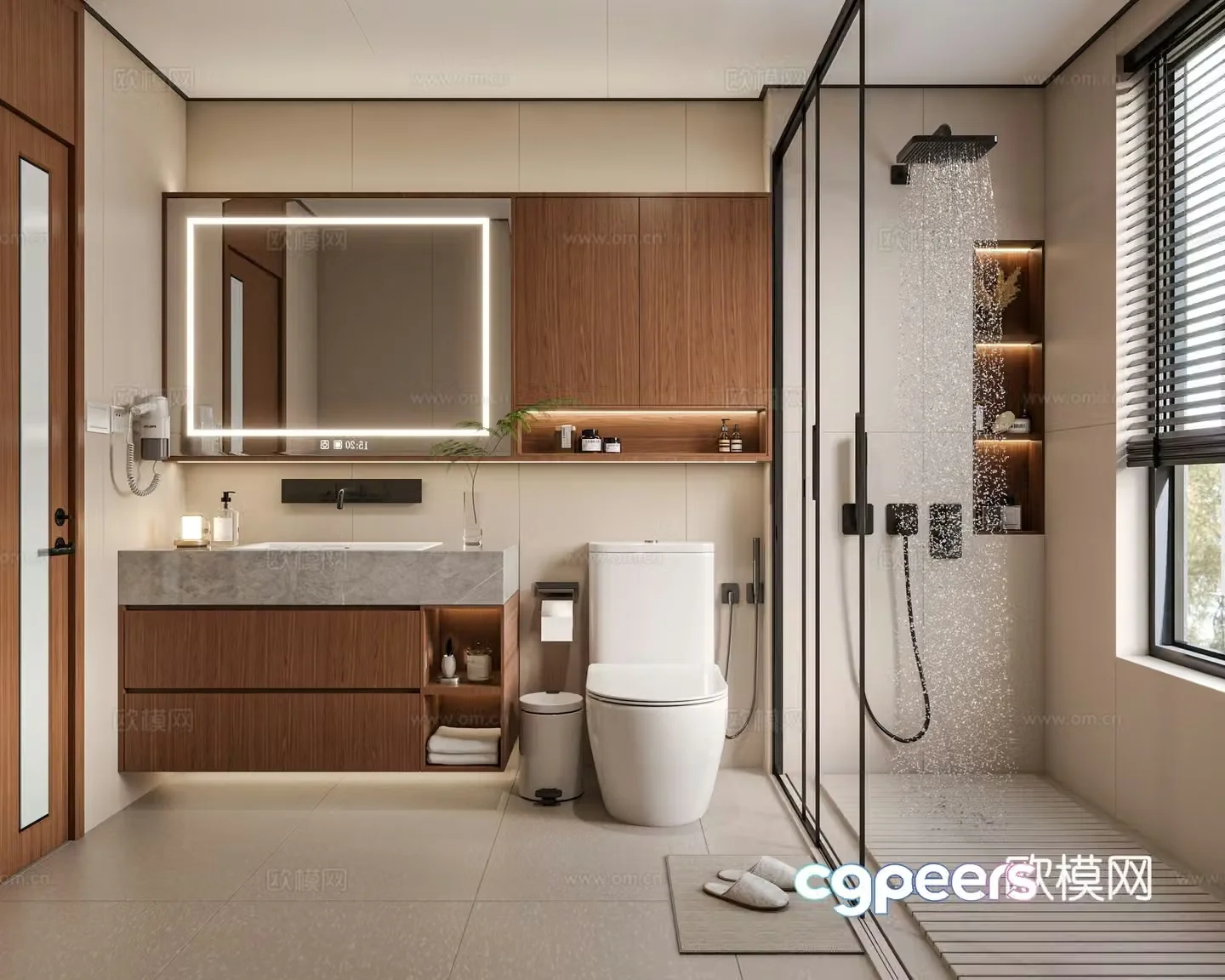 Middle-aged bathroom dry and wet separate bathroom medieval style bathroom modern bathroom bathroom cabinet 3D model