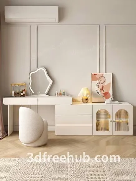 Modern White Vanity 3D Model – 18528 – VRAY Render