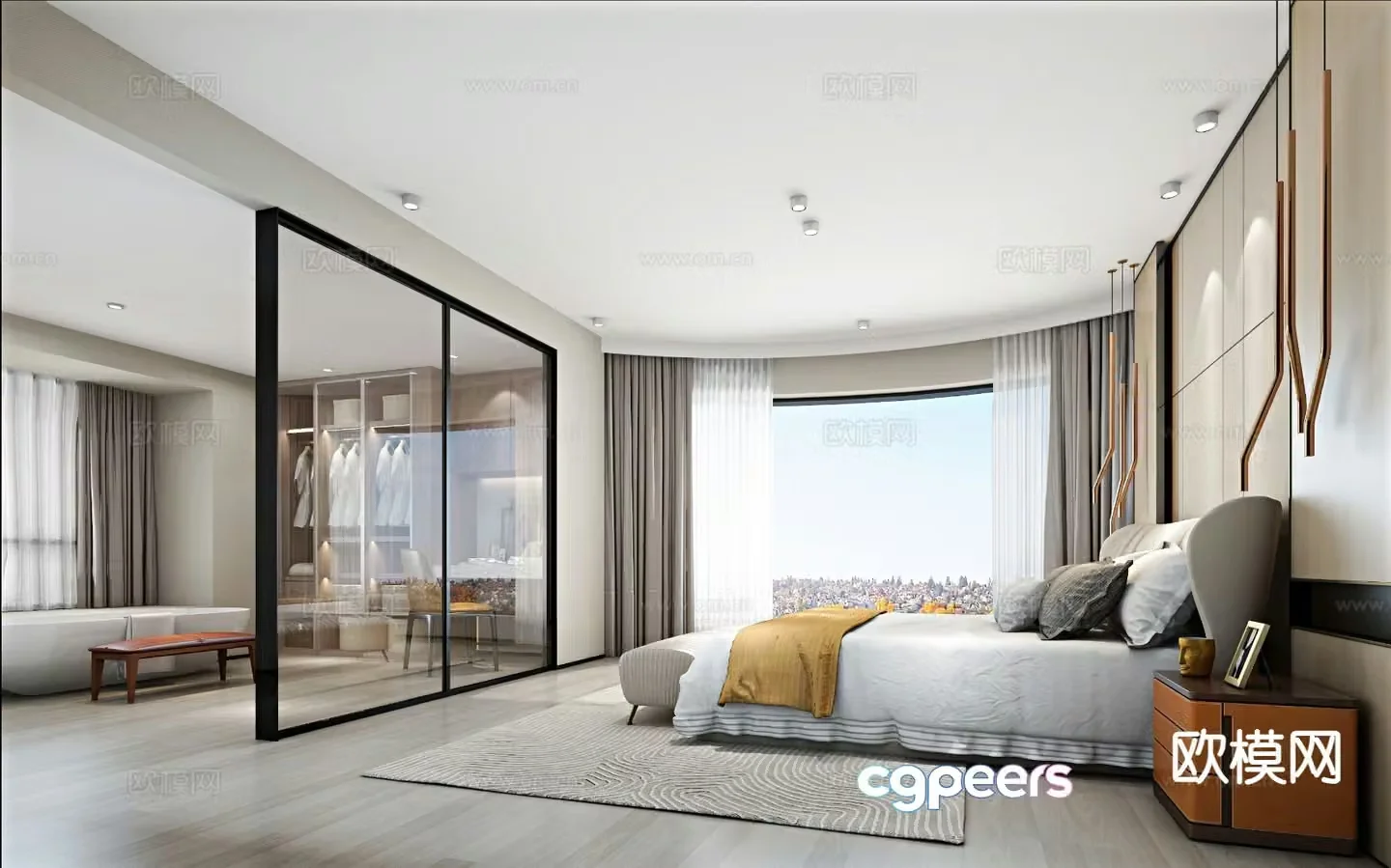 Modern master bedroom master room dressing room 3d model