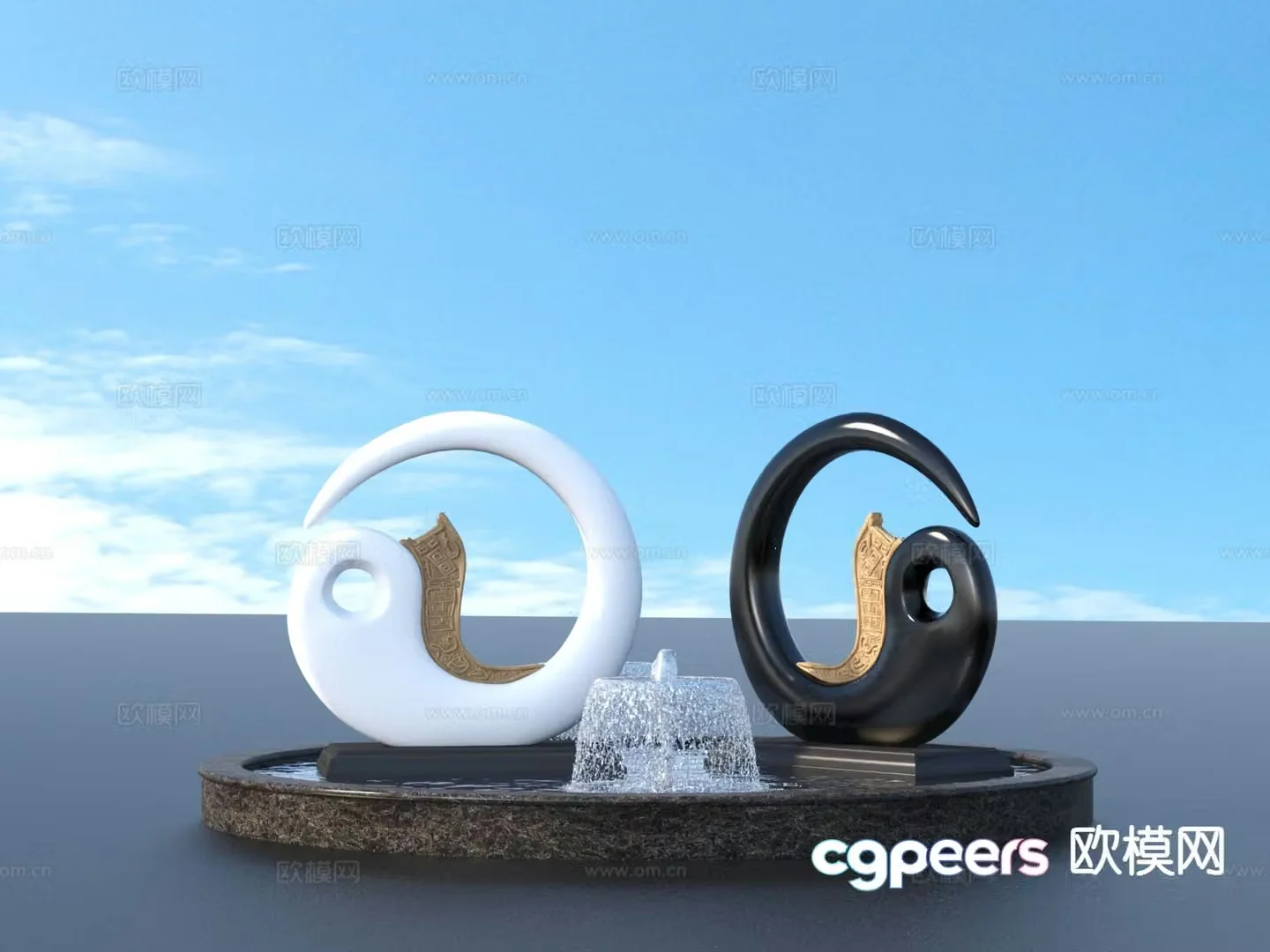 Urban Sculpture Waterscape Sketch Landscape Sculpture 3D Model
