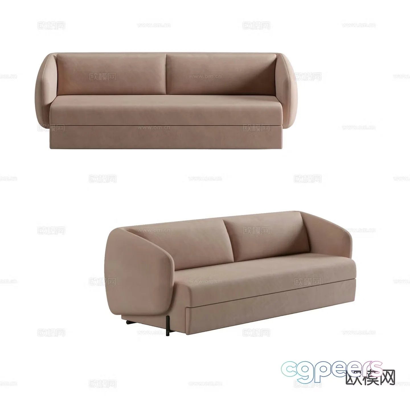 Double sofa leather sofa 3d model