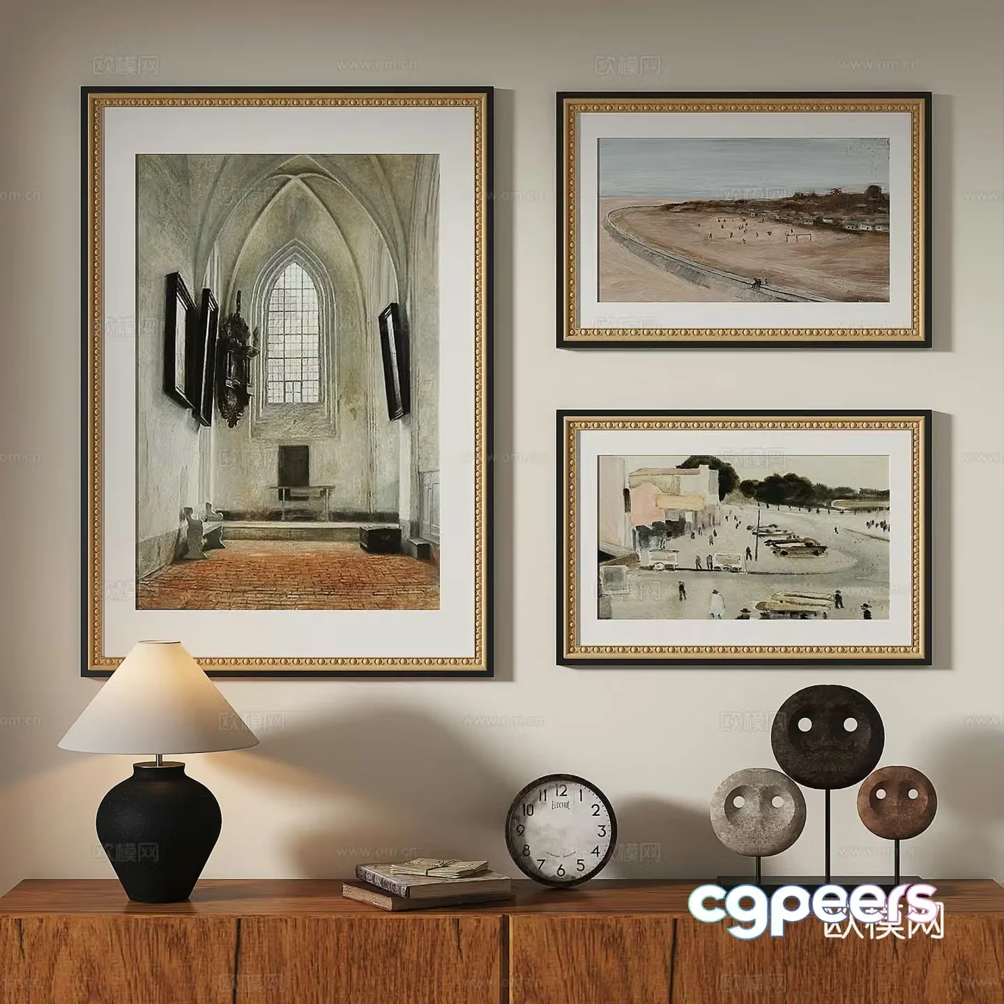 French retro abstract classical oil painting modern abstract decorative painting 3d model