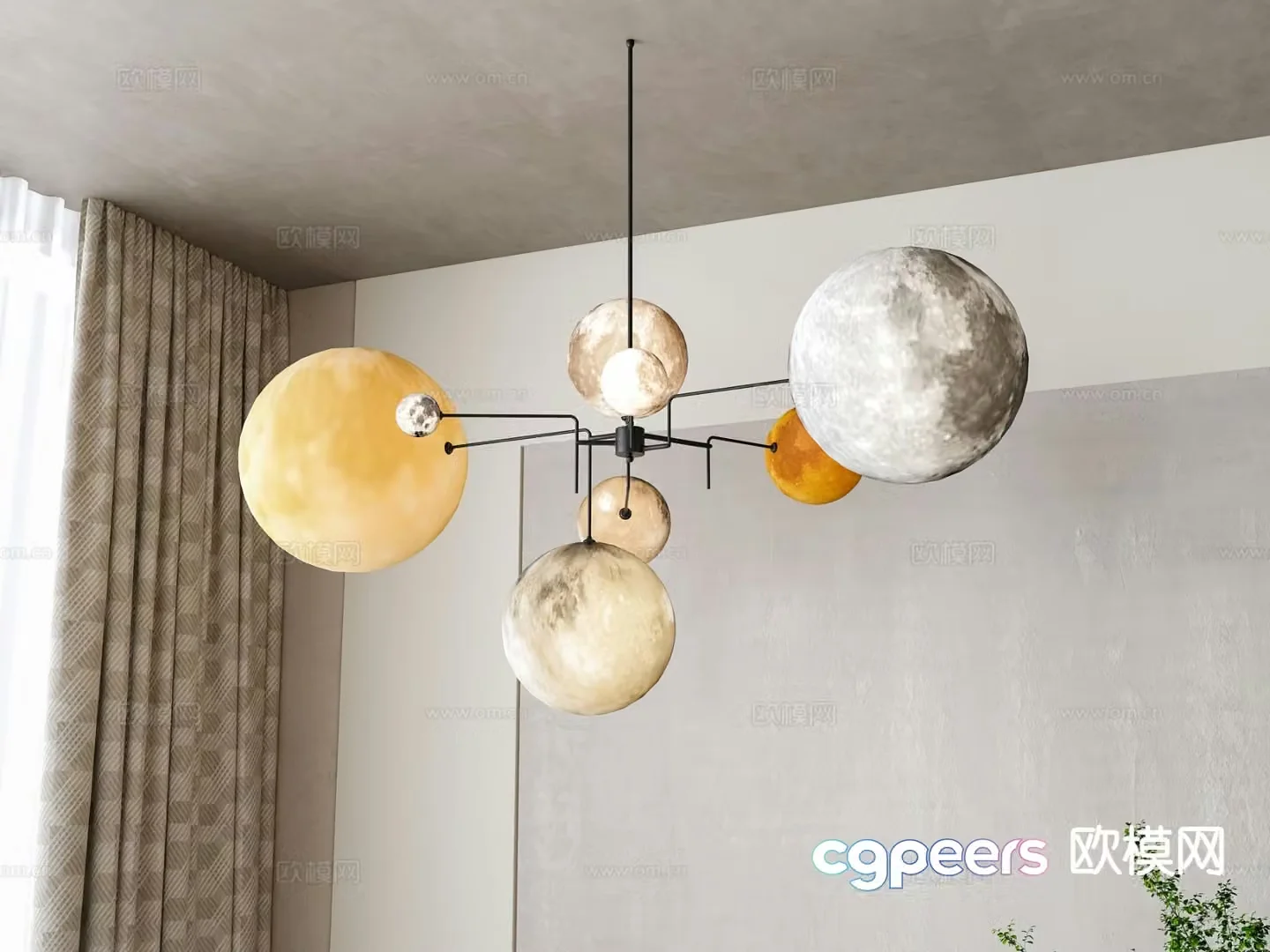 Modern planet chandelier children’s chandelier 3d model