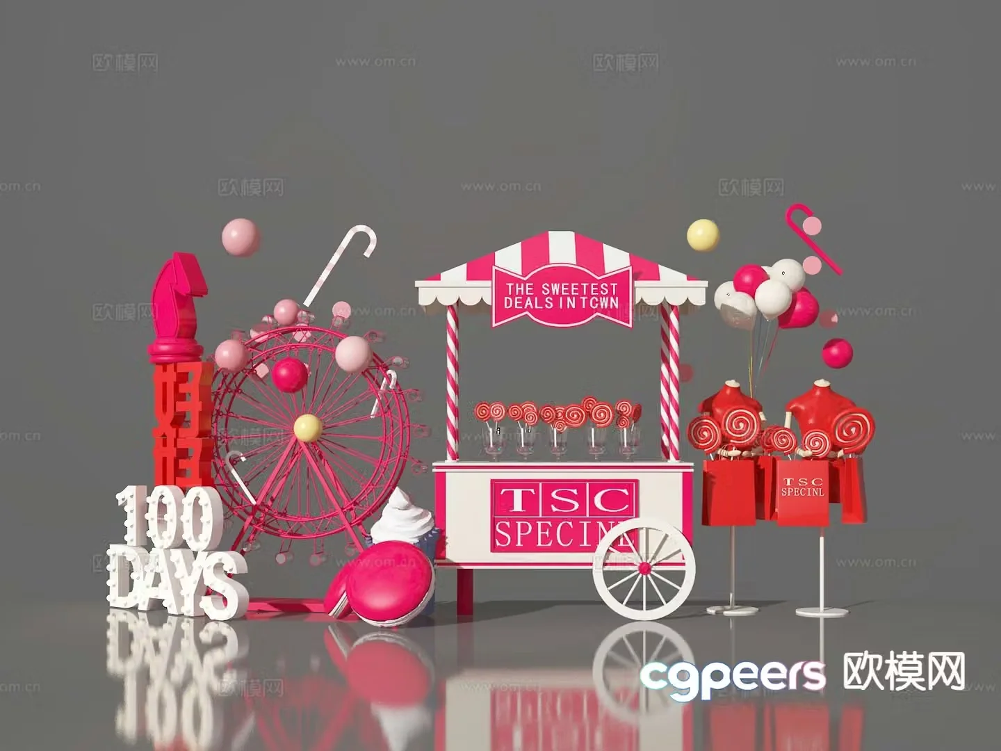 Candy sales cart 3D model