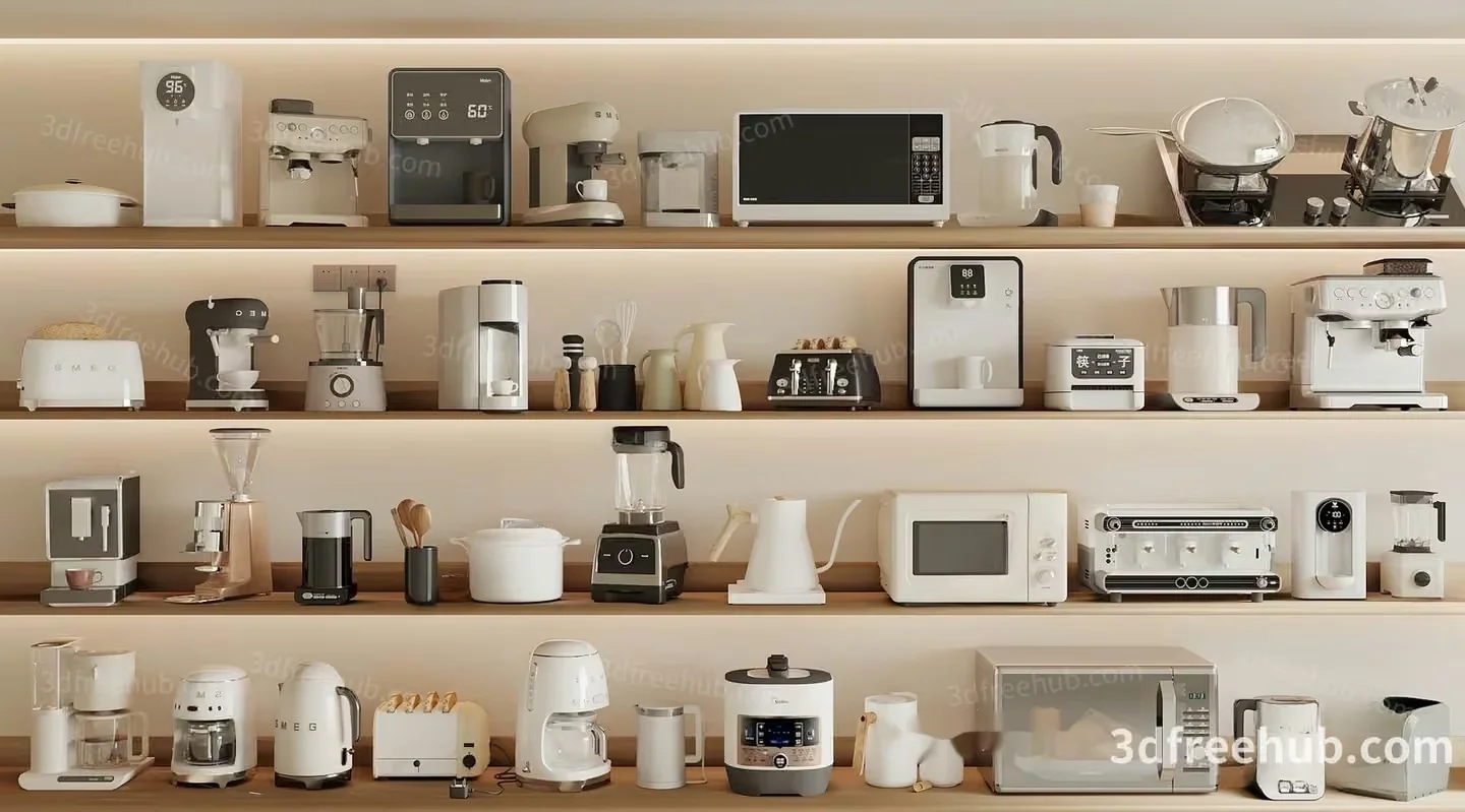 A Collection Of Kitchen Appliances 3D Model – 21091 – VRAY Render