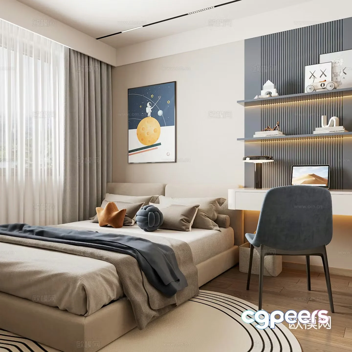 Modern children’s room boy’s room girl’s room children’s bed children’s wardrobe children’s desk 3d model