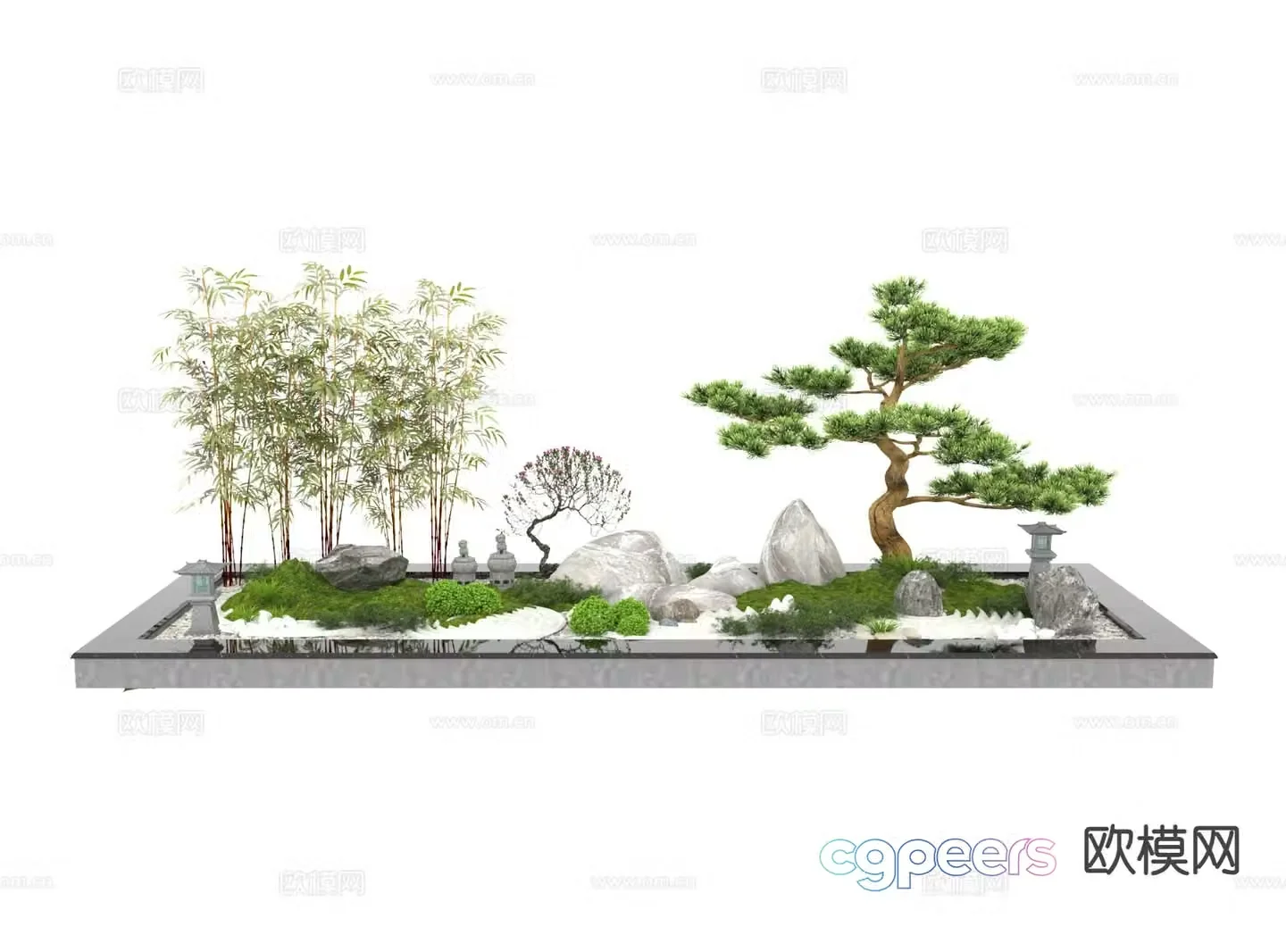 dry landscape sketch pine tree sketch 3d model