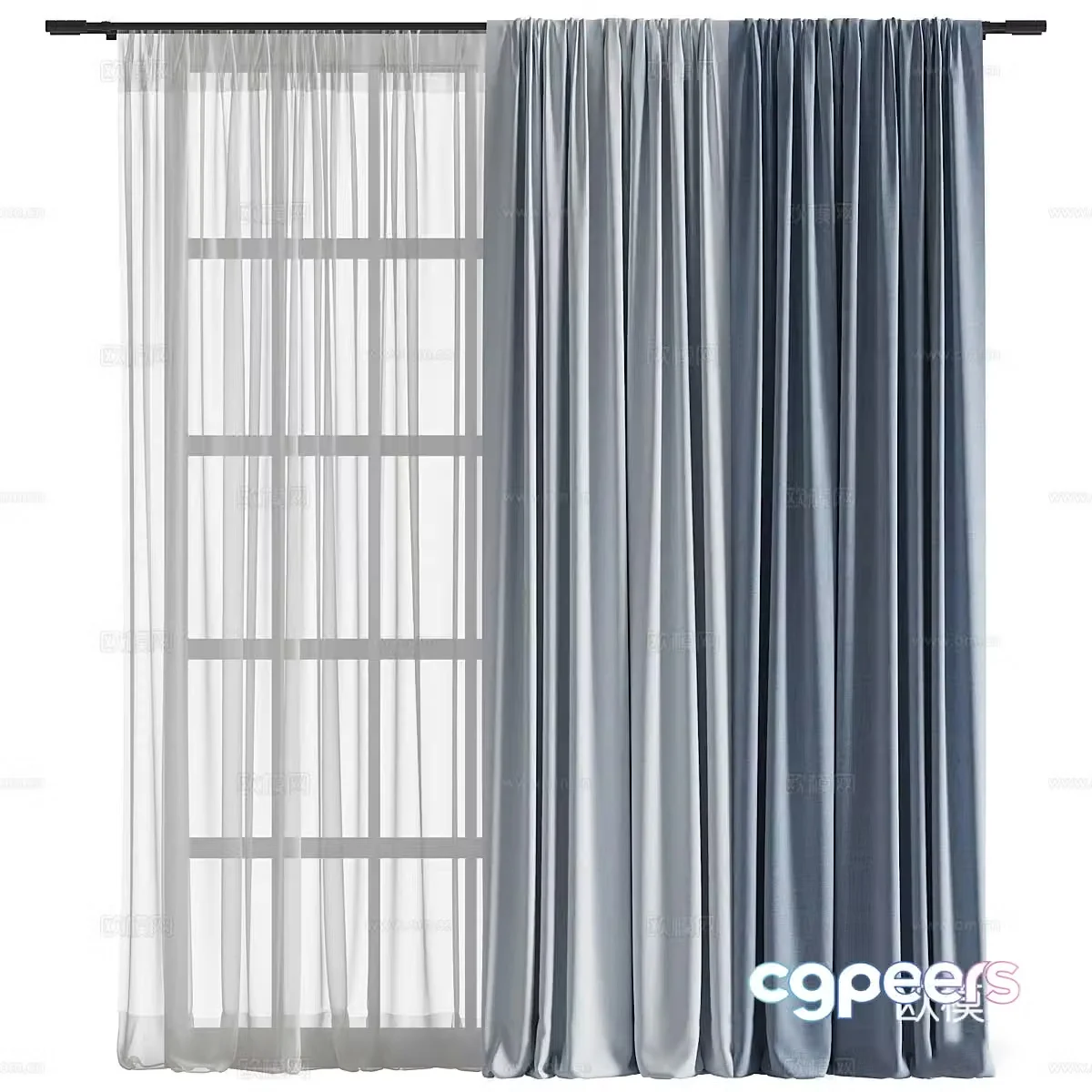 Modern blue fabric curtain 3d model
