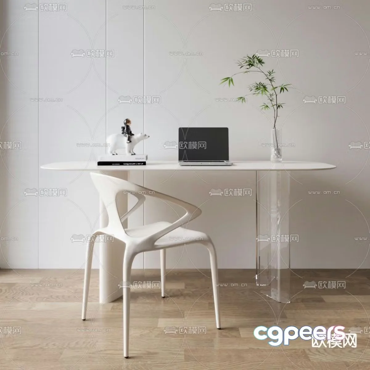 Modern desk computer desk study table 3d model