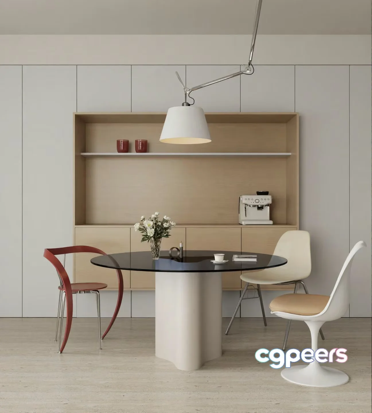 Modern Minimalist Dining Area 3D Model – 5498 – VRAY Render