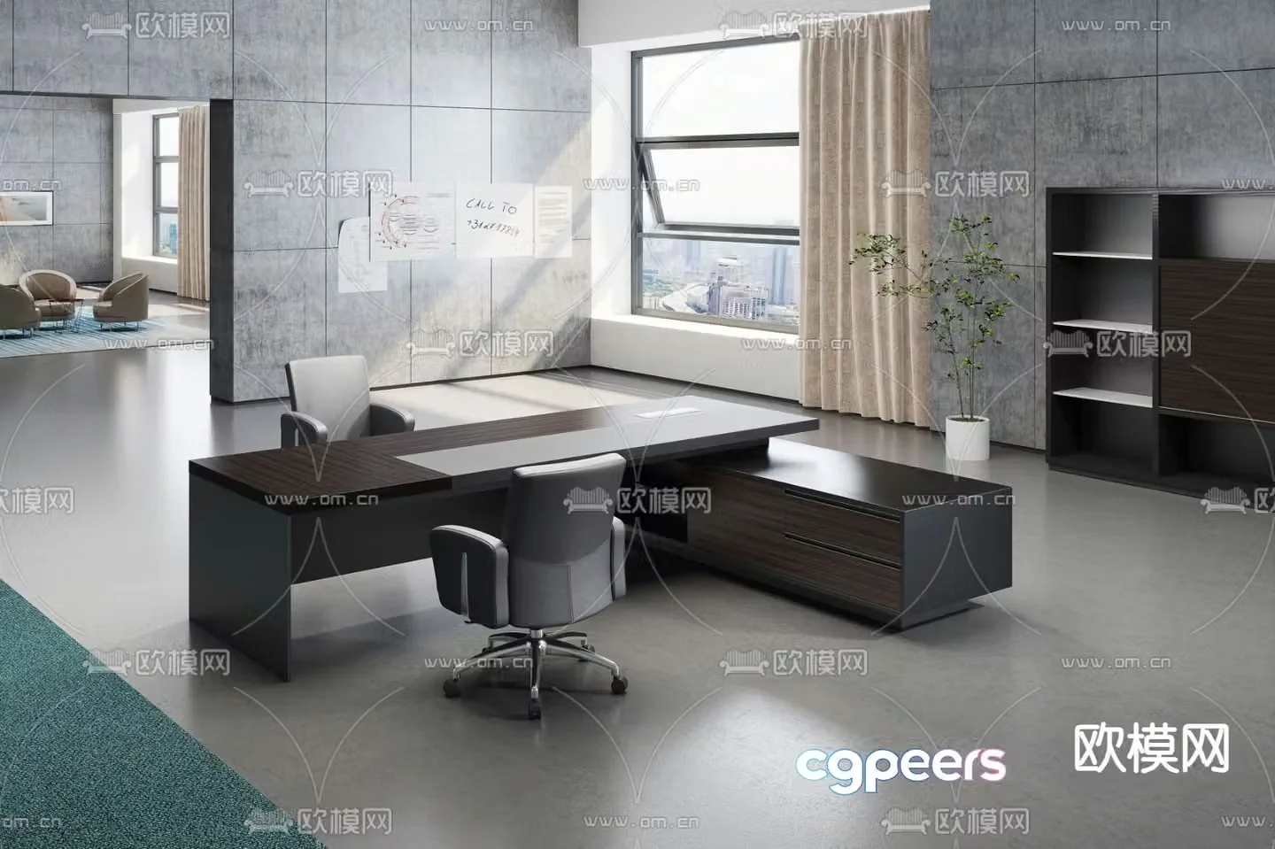 Modern office desk and chair 3d model