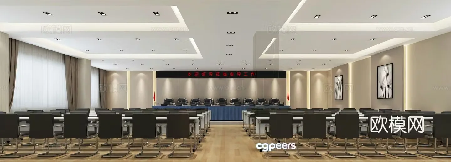 Modern staircase conference room 3d model