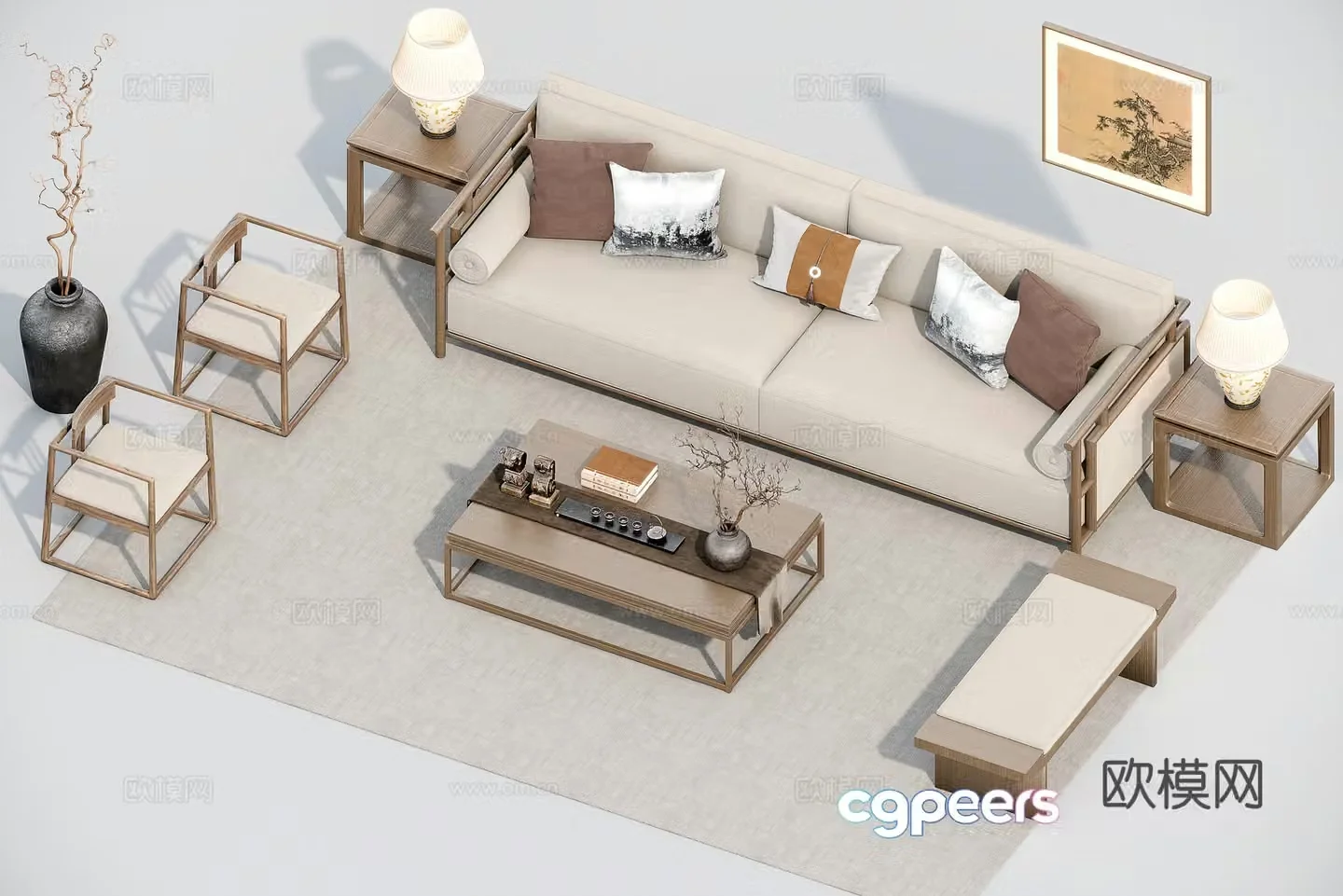 New Chinese sofa combination 3D model