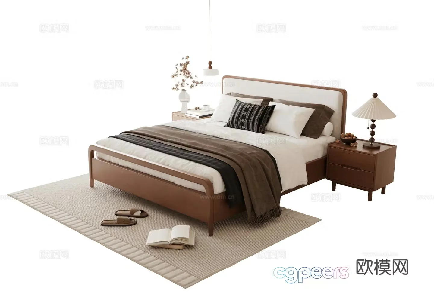 Modern medieval style double bed 3d model