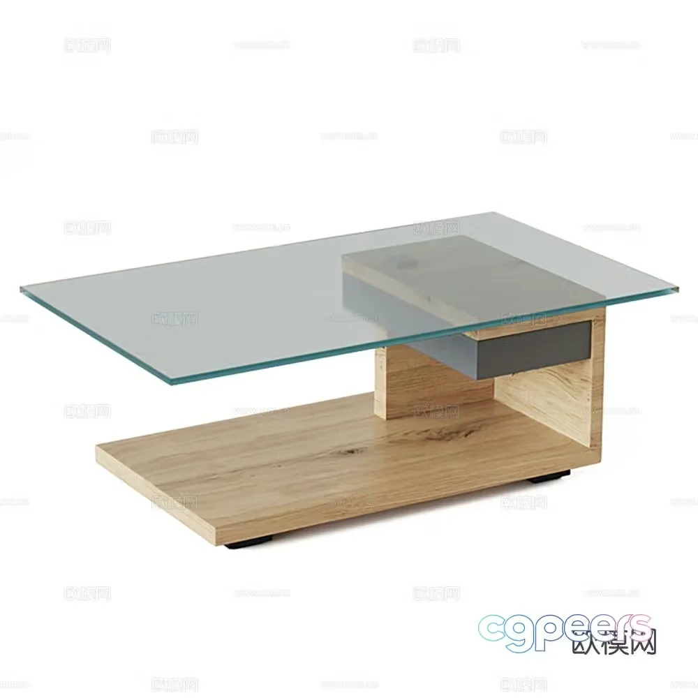 Square coffee table glass coffee table 3d model
