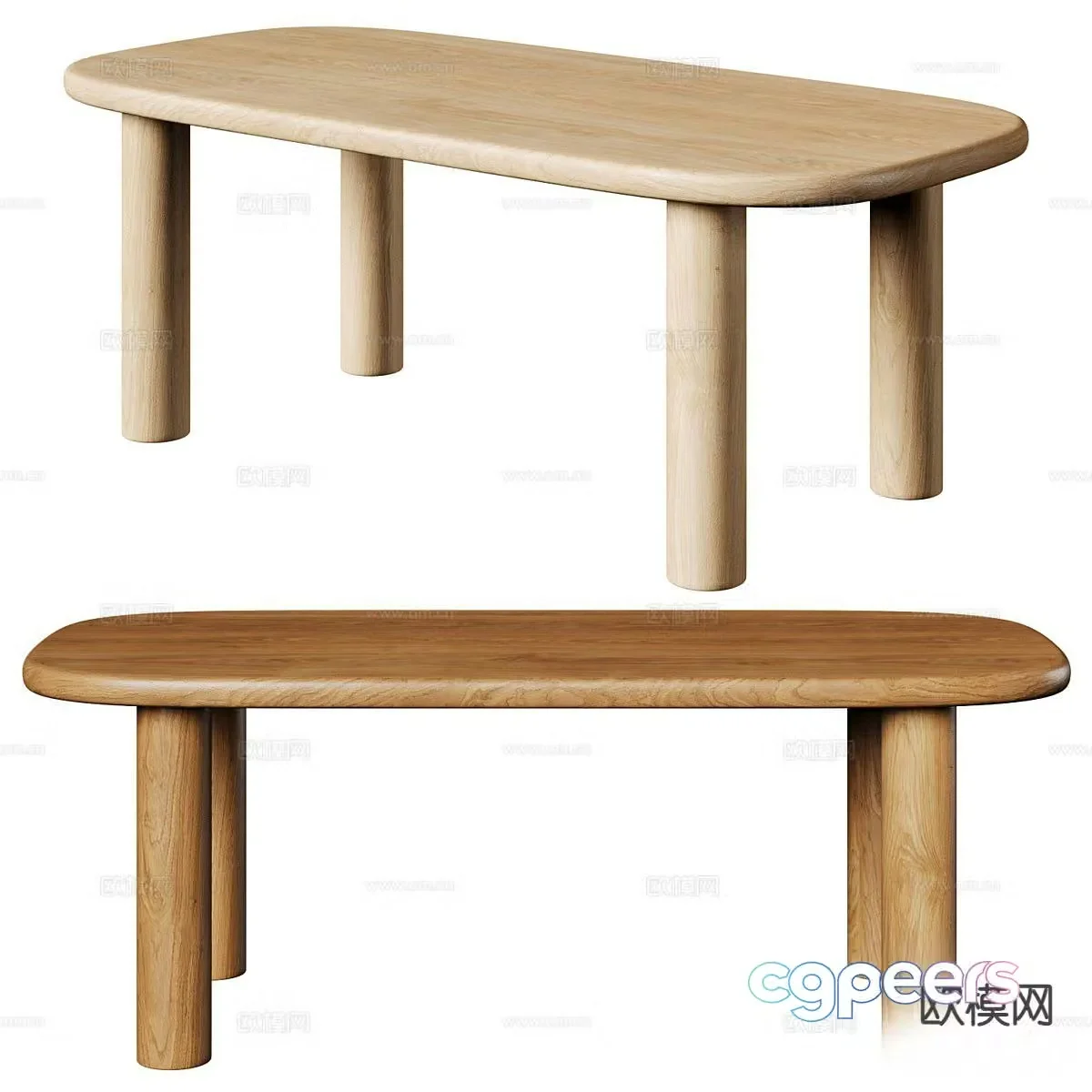 Log style coffee table 3D model
