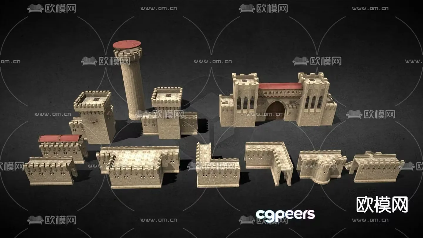 European style ancient buildings desert building complex 3D model