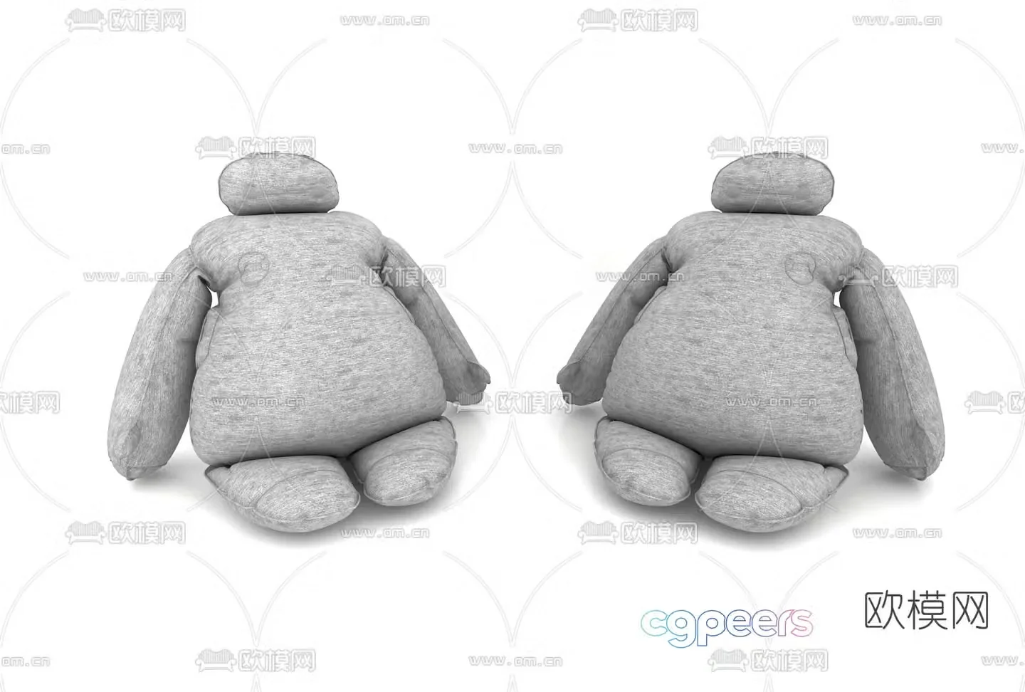 Modern big white doll toy 3d model
