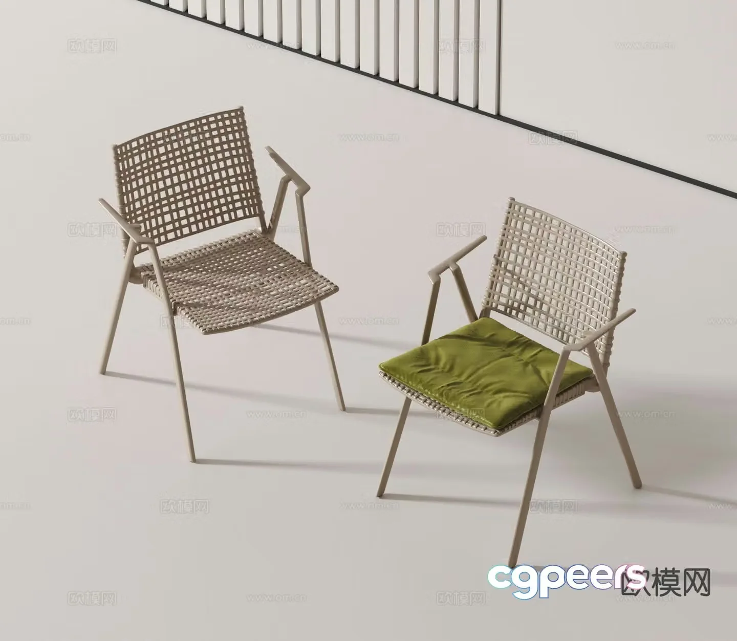modern woven chair armchair chair outdoor chair 3d model