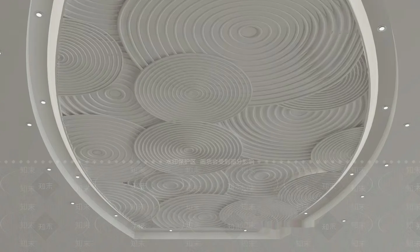 White Ceiling With Circular Patterns 3D Model – 5188 – VRAY Render