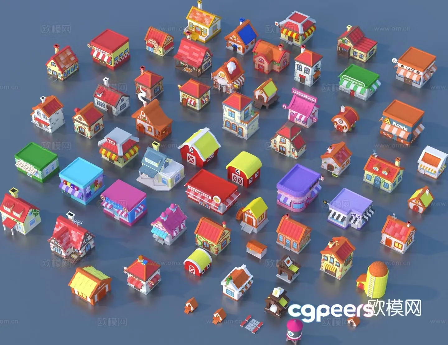 Cartoon toy building block house 3d model