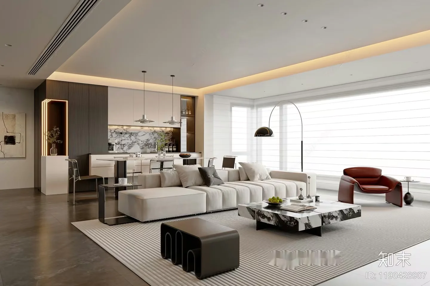 A Modern Living Room 3D Model – 20106 – VRAY Render