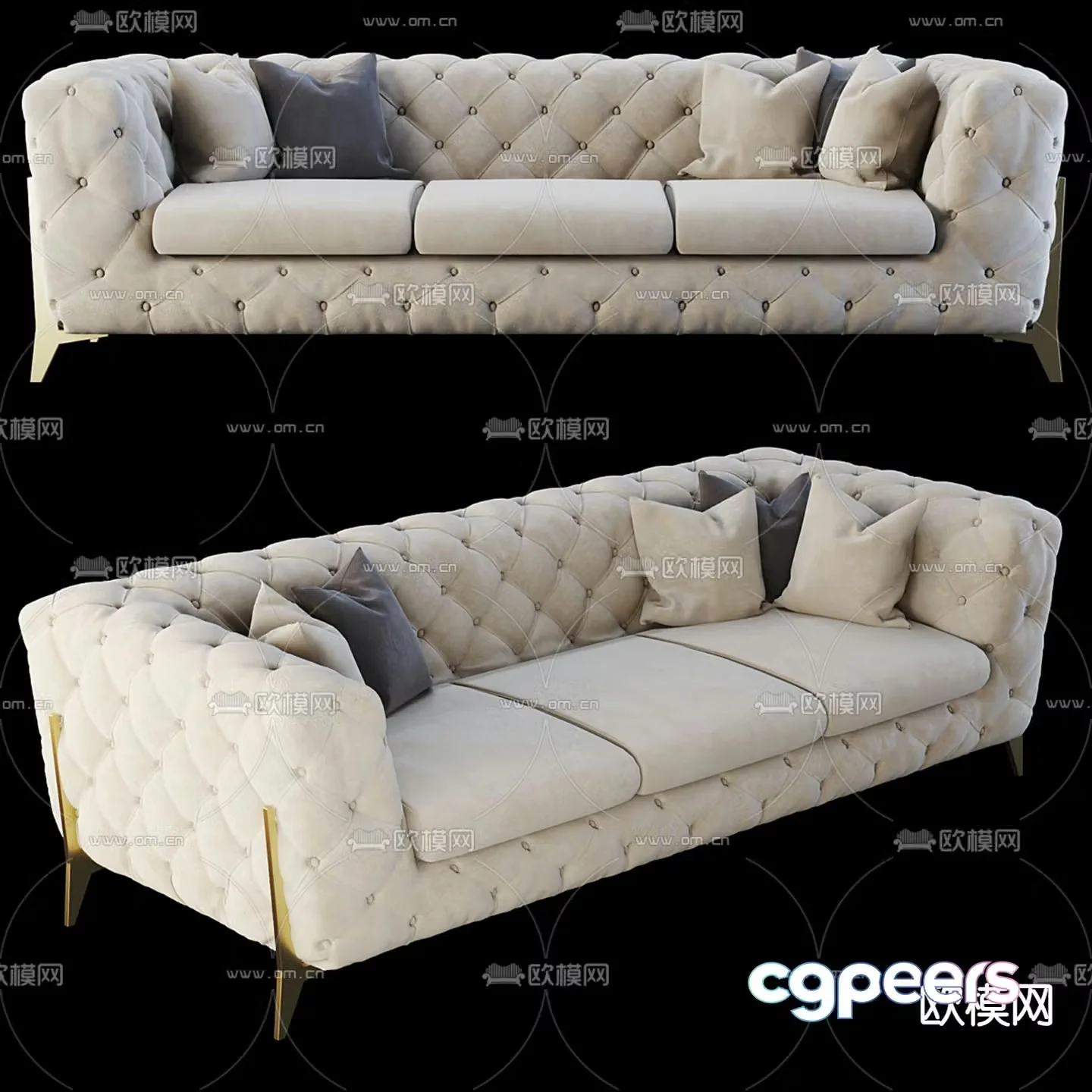 Three person sofa multi person sofa 3d model