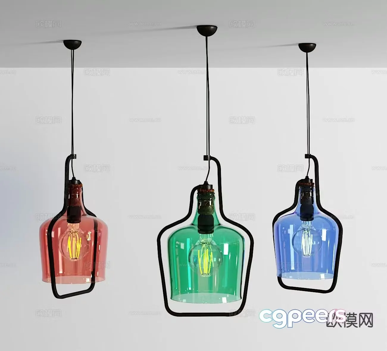 Modern glass chandelier 3d model