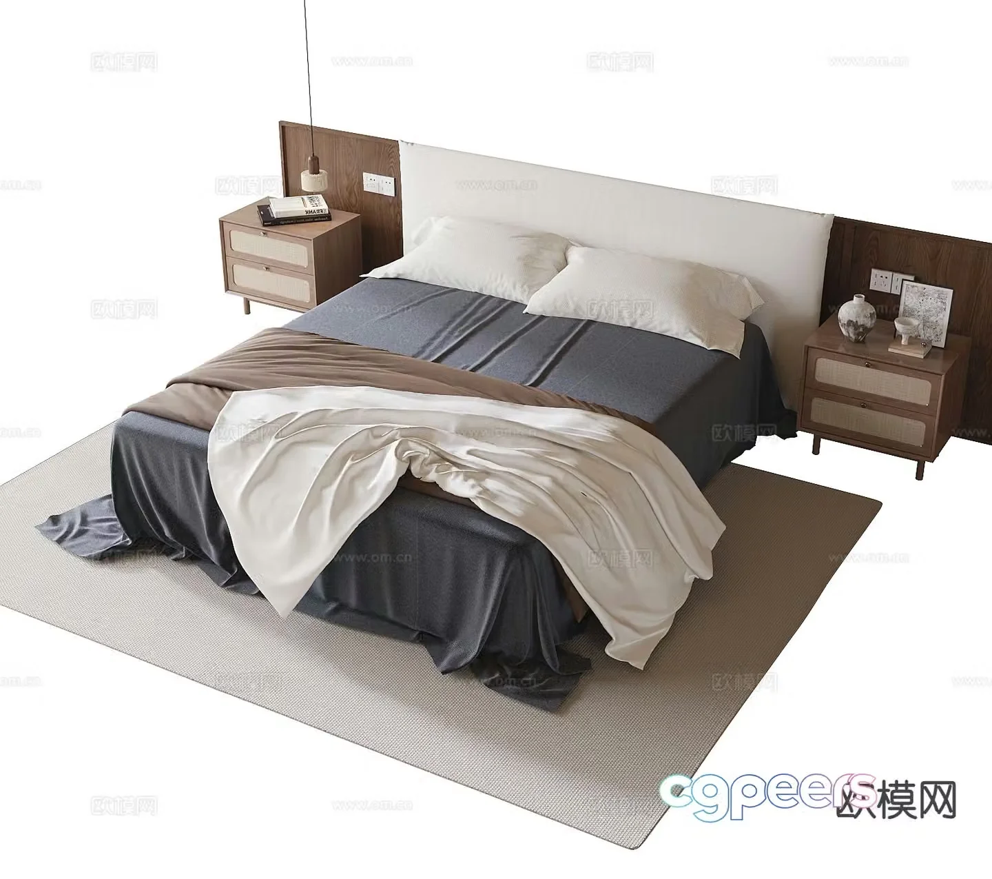 Modern double bed 3d model