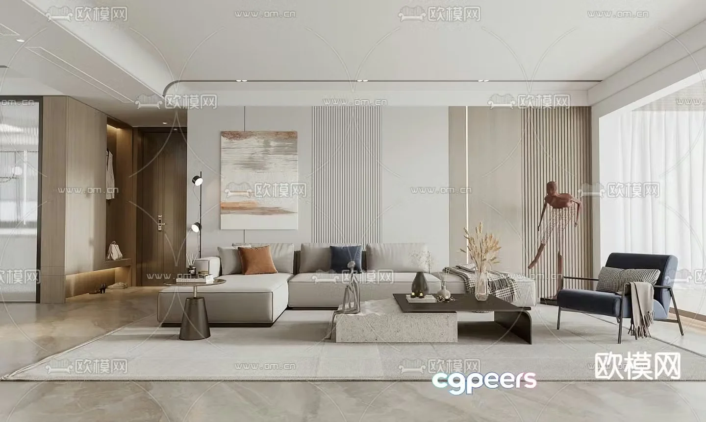 Modern living room dining room 3d model