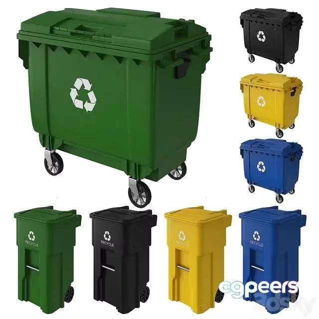 3ds Max Free – Trash can and dumpster