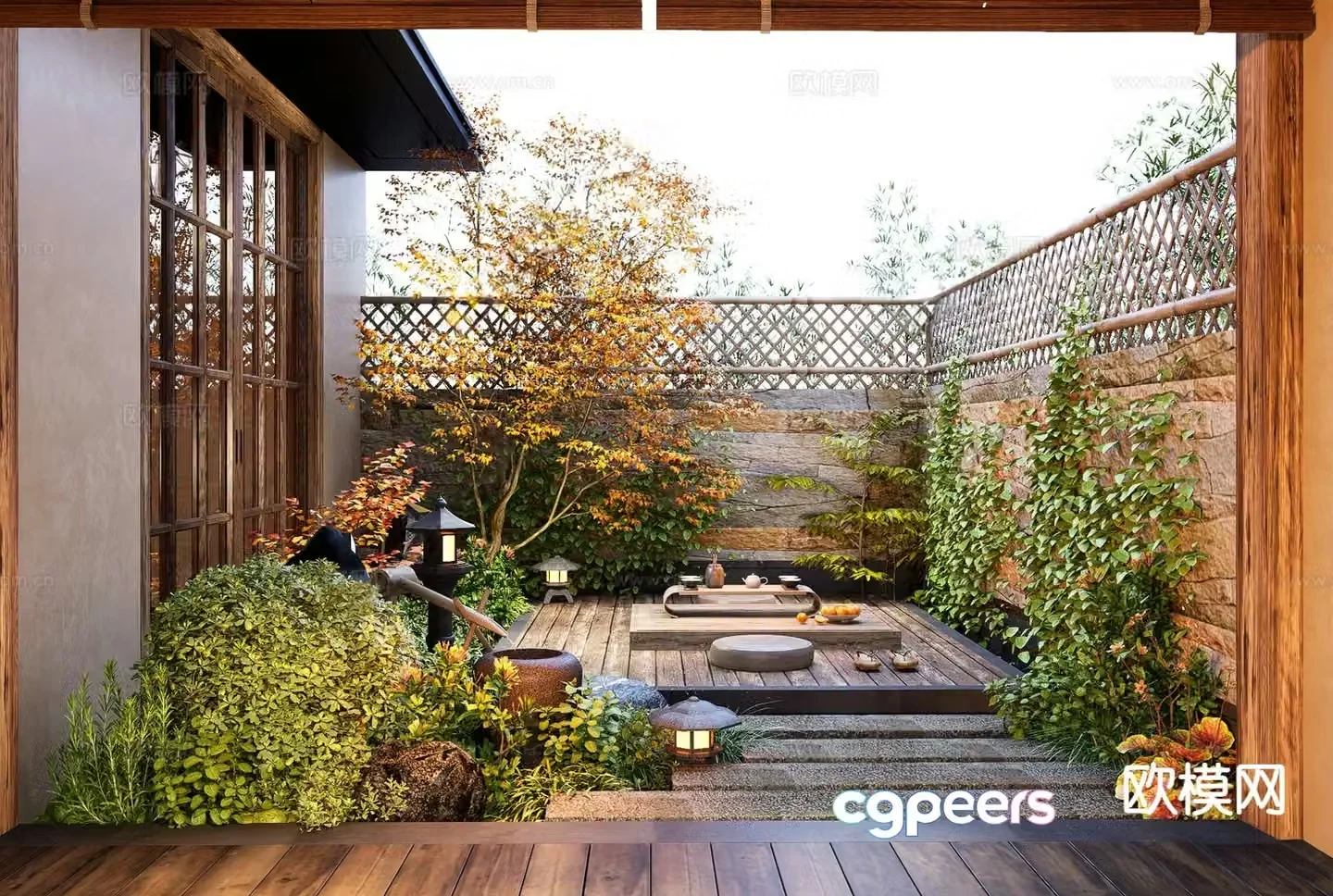 Courtyard landscape garden 3d model