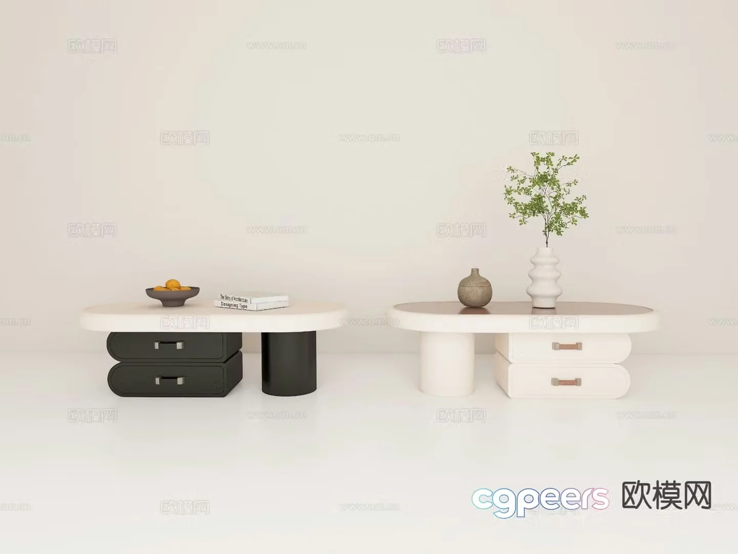 Cream style coffee table 3d model