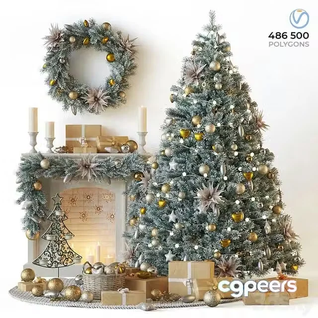 3ds Max Free – Christmas tree with fireplace