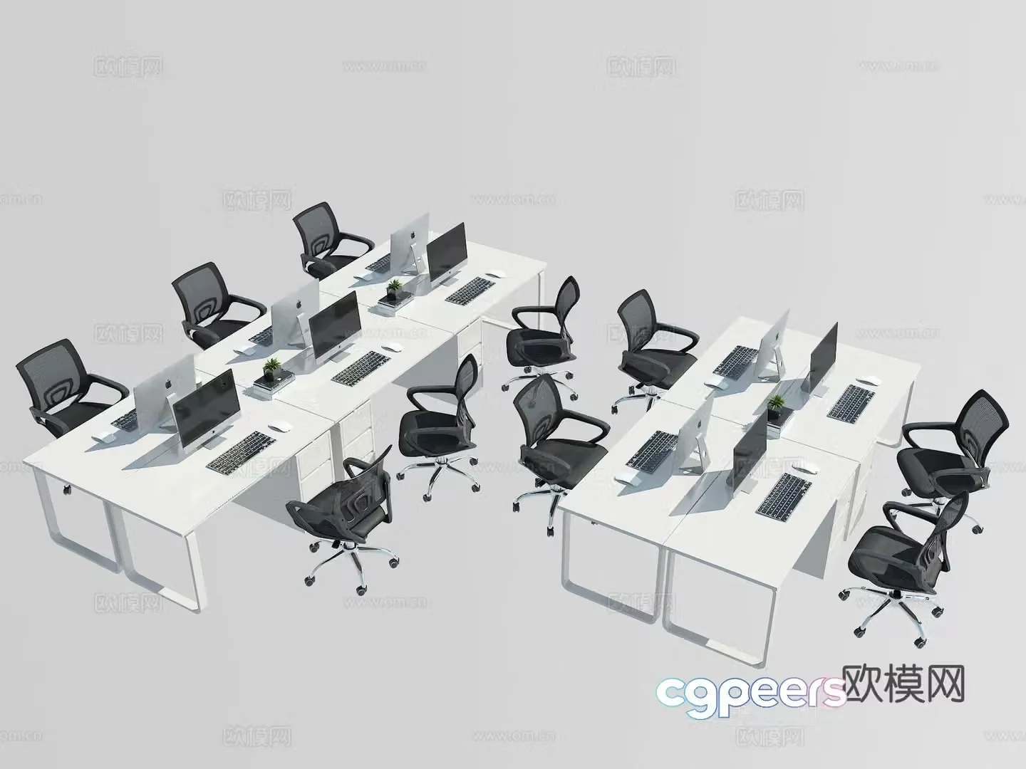 Modern office desk and chair combination 3D model