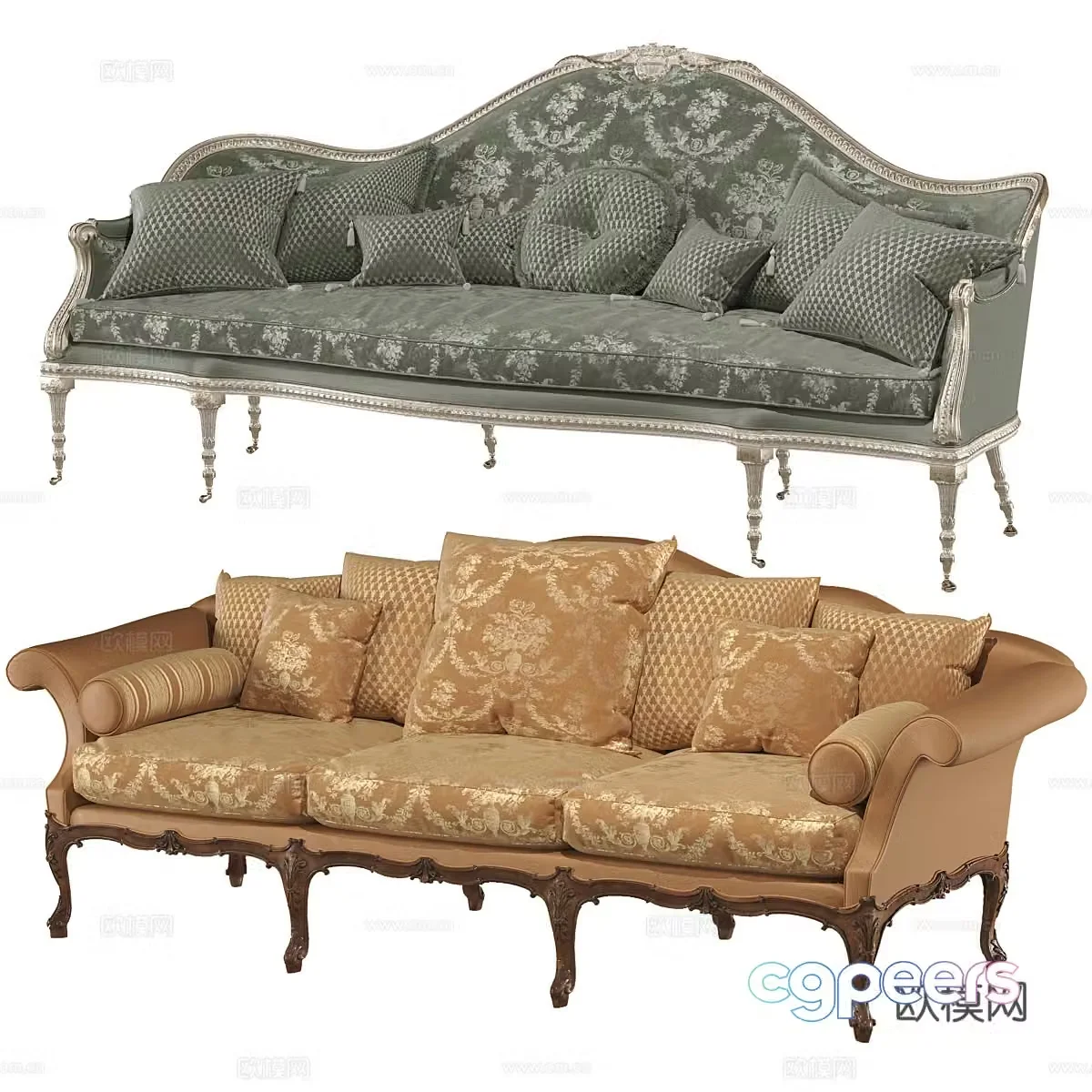 Three-person sofa 3d model