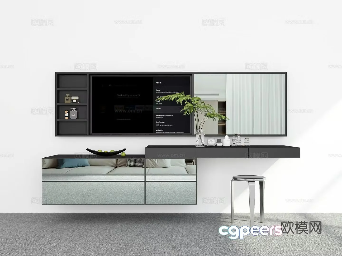 Modern floating dresser 3d model
