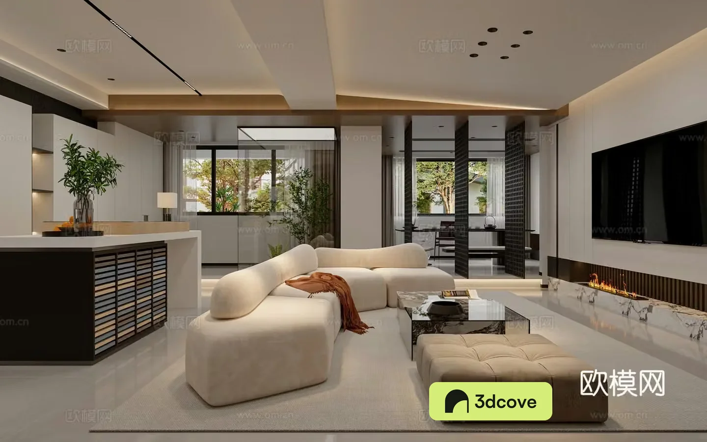 Modern living and dining room