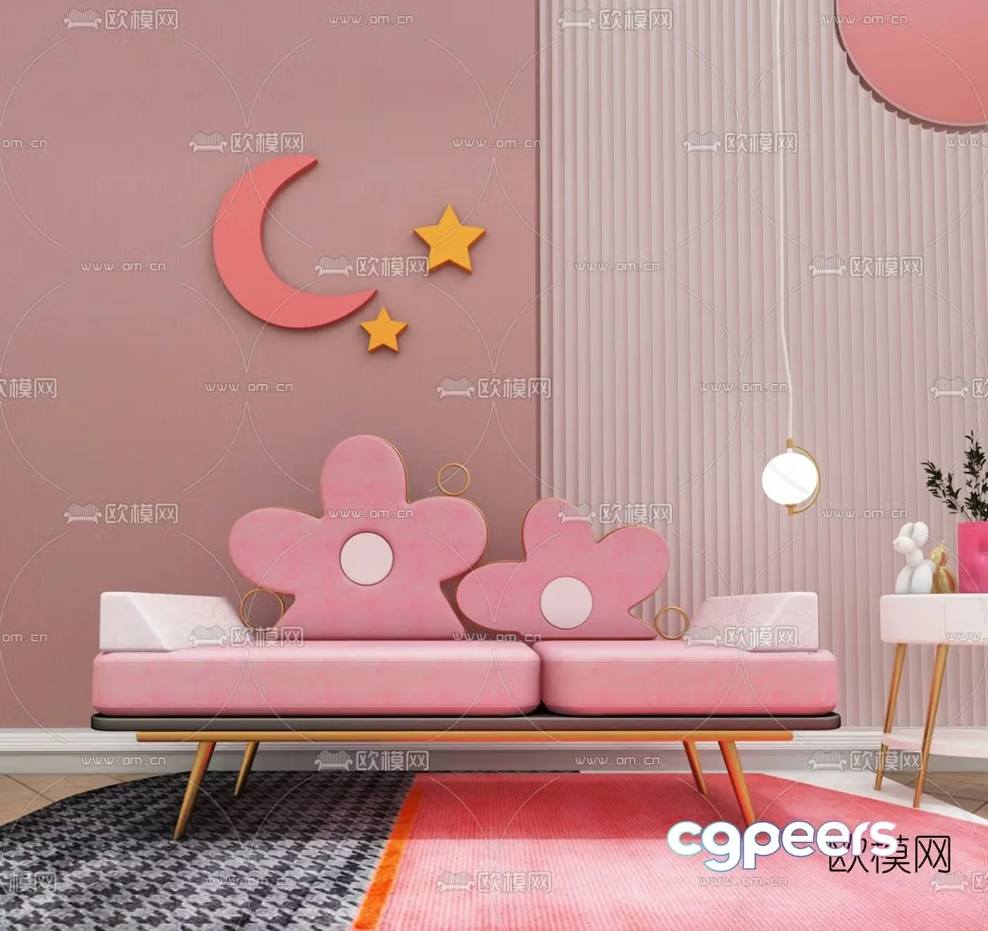 Nordic cartoon children’s sofa 3d model