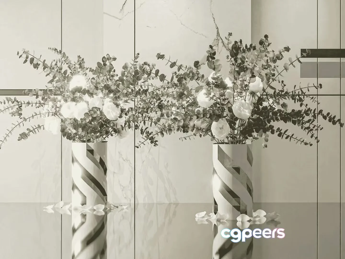 A Vase With Flowers 3D Model – 16565 – VRAY Render