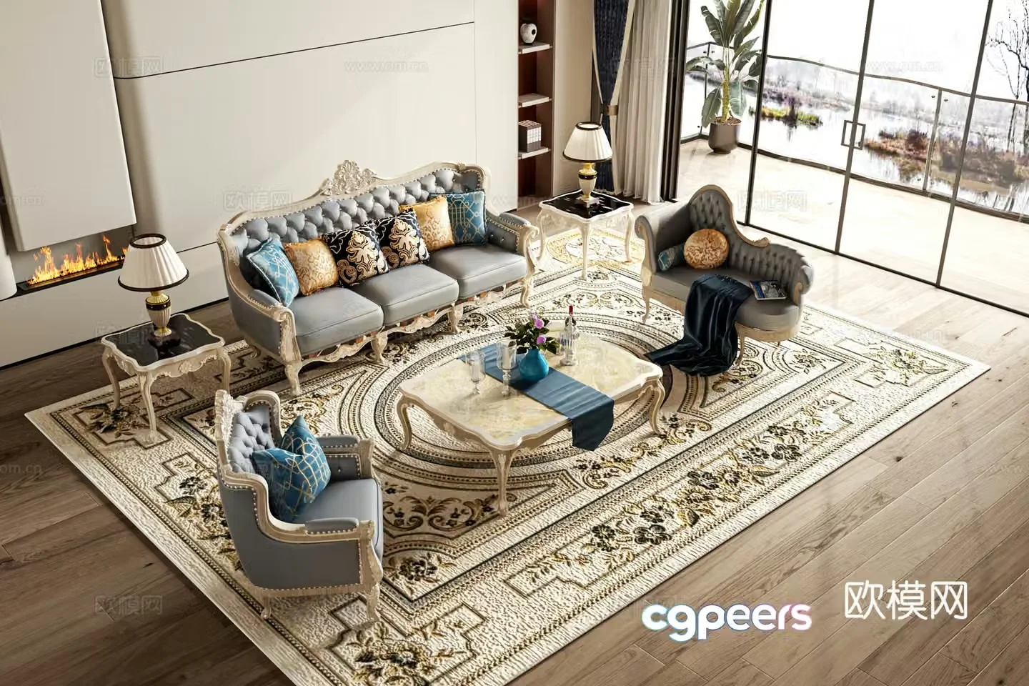 European style modular sofa 3d model