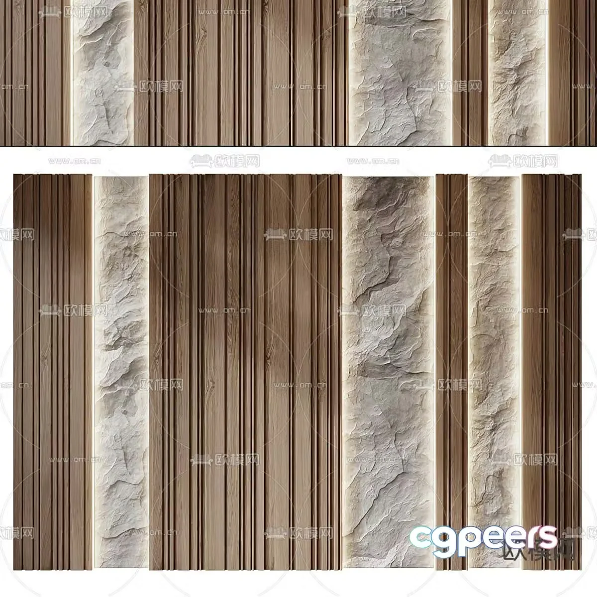Sofa background rock background wall solid wood wainscoting 3d model